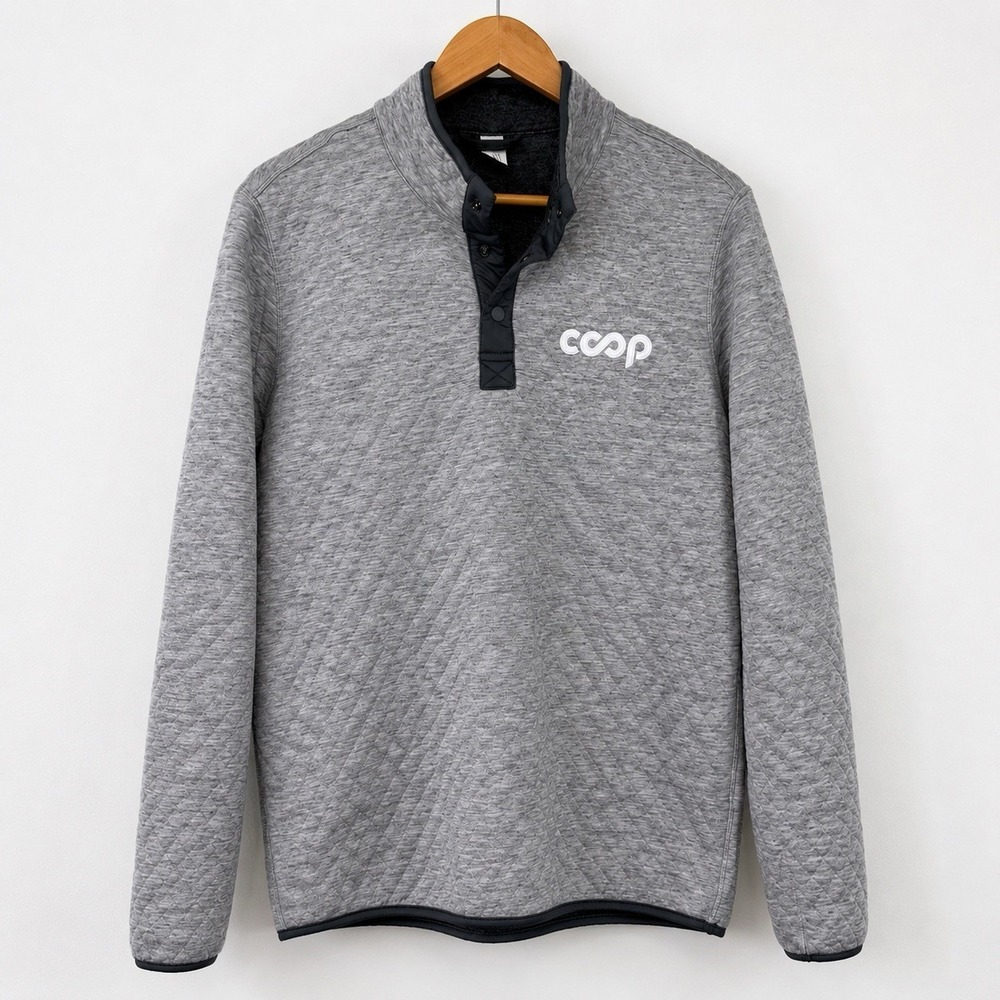 Marine Layer Sweater Men M Off White Diamond Quilted Placket Pullover Corbet